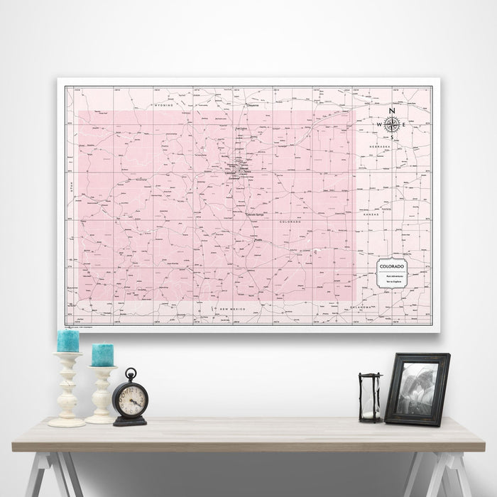 Colorado Map Poster - Pink Color Splash CM Poster
