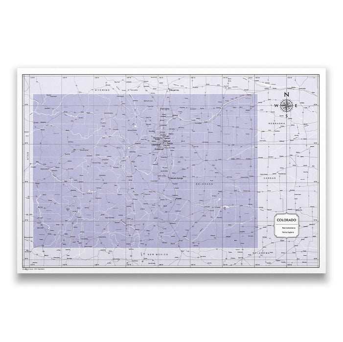 Push Pin Colorado Map (Pin Board) - Purple Color Splash CM Pin Board