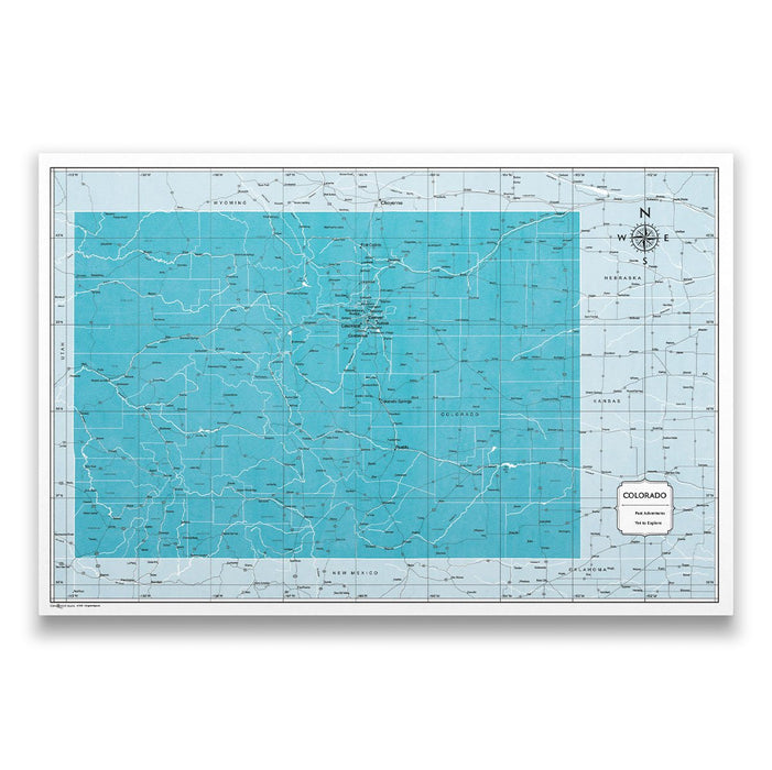 Push Pin Colorado Map (Pin Board) - Teal Color Splash CM Pin Board