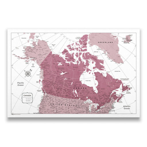 Canada Map Poster - Burgundy Color Splash
