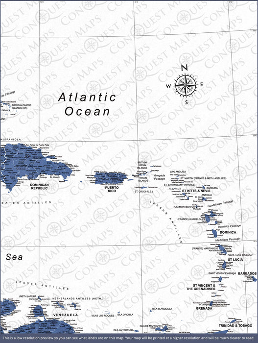 Push Pin Caribbean Map (Pin Board) - Navy Color Splash CM Pin Board