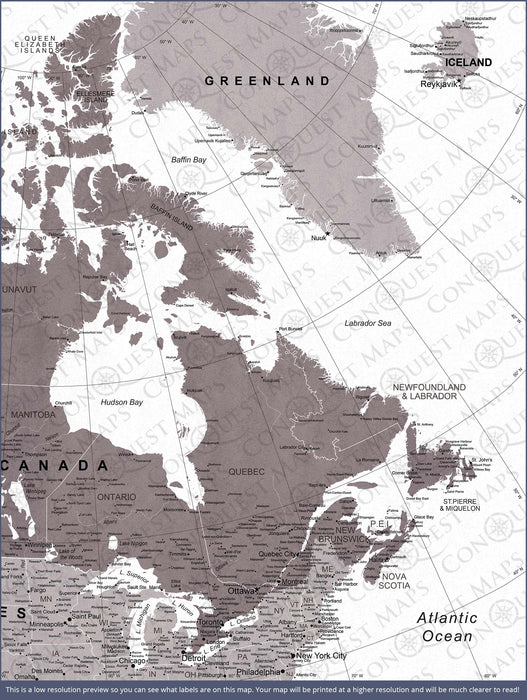 Push Pin Canada Map (Pin Board/Poster) - Dark Brown Color Splash