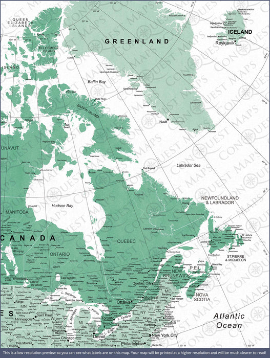 Push Pin Canada Map (Pin Board) - Green Color Splash CM Pin Board