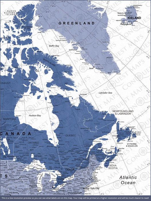 Push Pin Canada Map (Pin Board) - Navy Color Splash