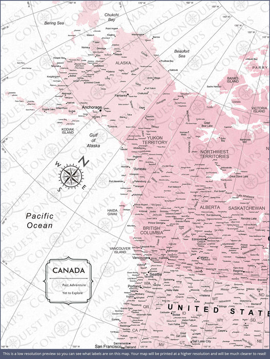 Canada Map Poster - Pink Color Splash CM Poster