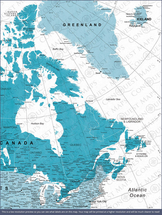 Push Pin Canada Map (Pin Board) - Teal Color Splash
