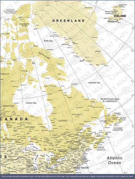 Canada Map Poster - Yellow Color Splash CM Poster