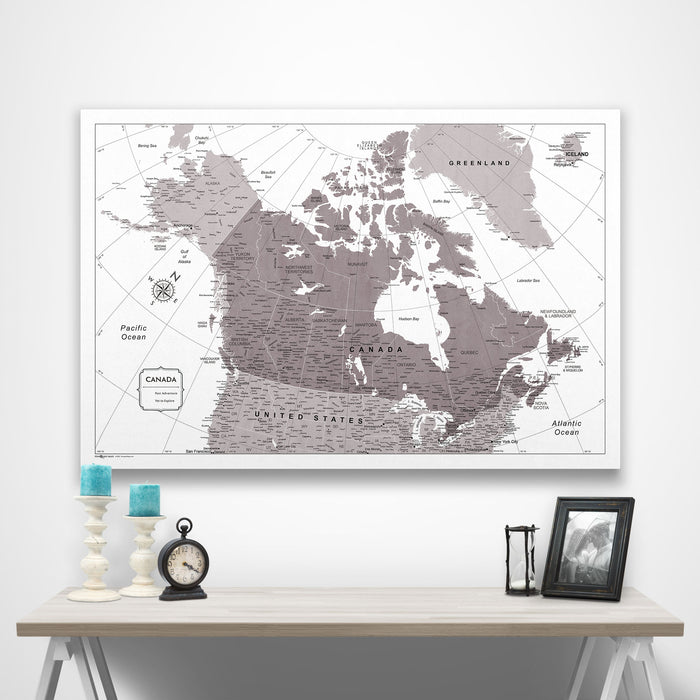 Push Pin Canada Map (Pin Board/Poster) - Dark Brown Color Splash CM Pin Board