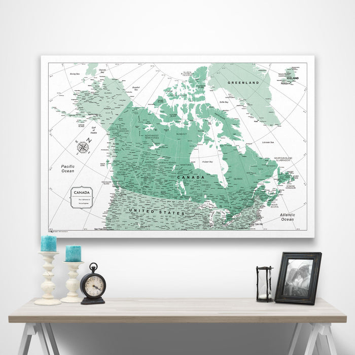Canada Map Poster - Green Color Splash CM Poster