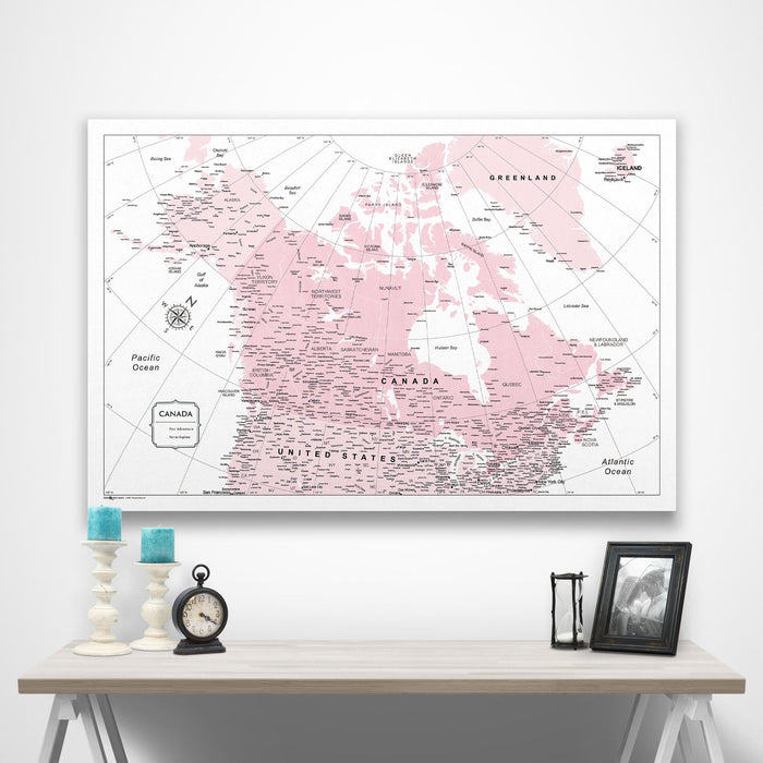 Canada Map Poster - Pink Color Splash CM Poster