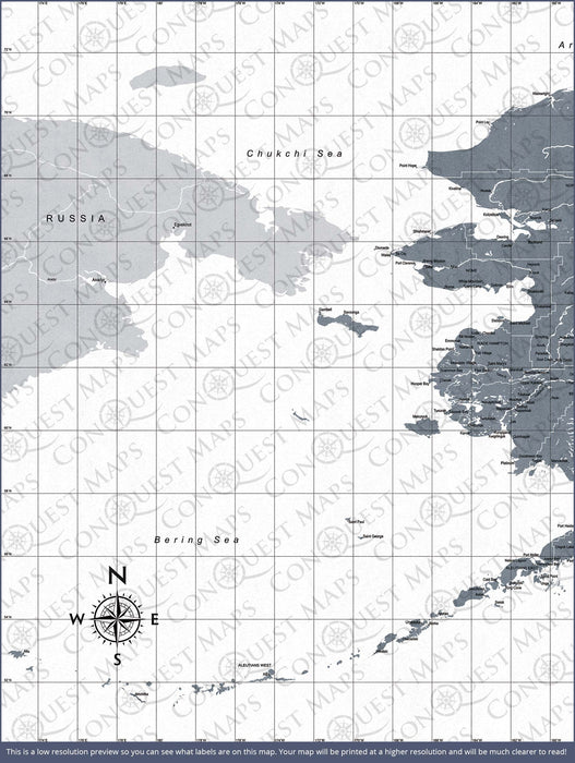 Alaska Map Poster - Dark Gray Color Splash CM Poster