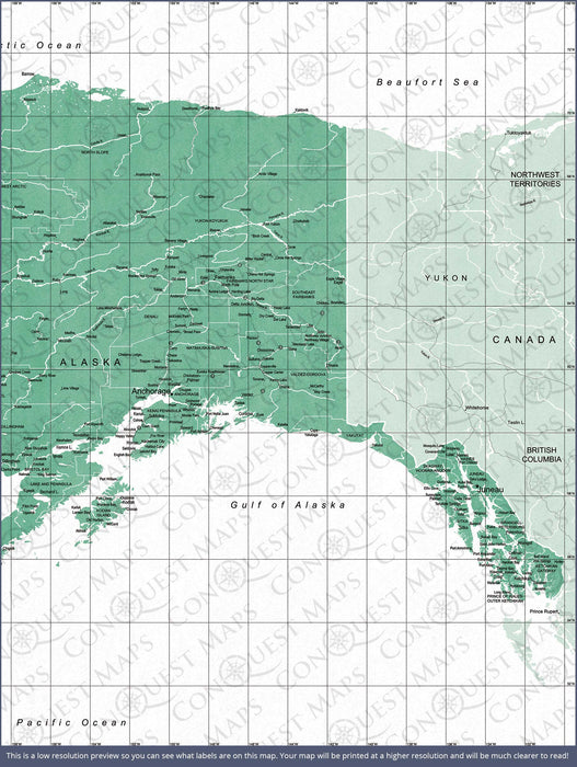 Push Pin Alaska Map (Pin Board) - Green Color Splash