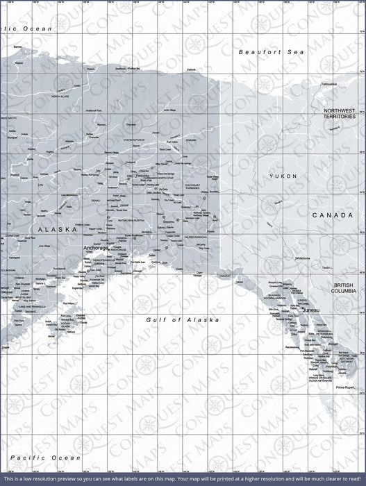 Alaska Map Poster - Light Gray Color Splash CM Poster