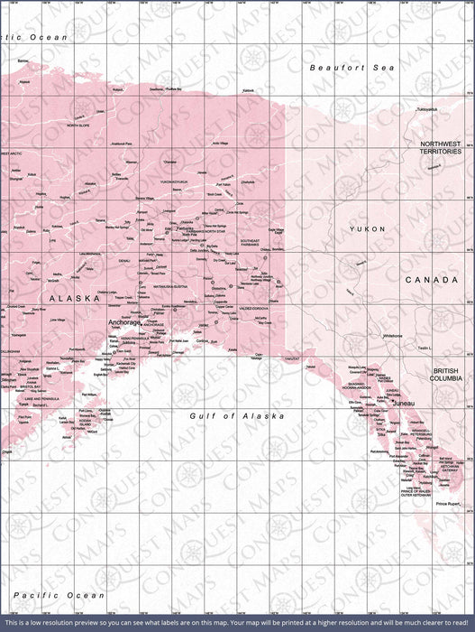 Push Pin Alaska Map (Pin Board) - Pink Color Splash