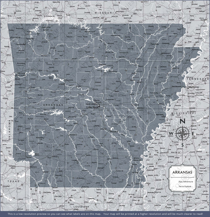 Arkansas Map Poster - Dark Gray Color Splash CM Poster