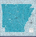 Arkansas Map Poster - Teal Color Splash CM Poster