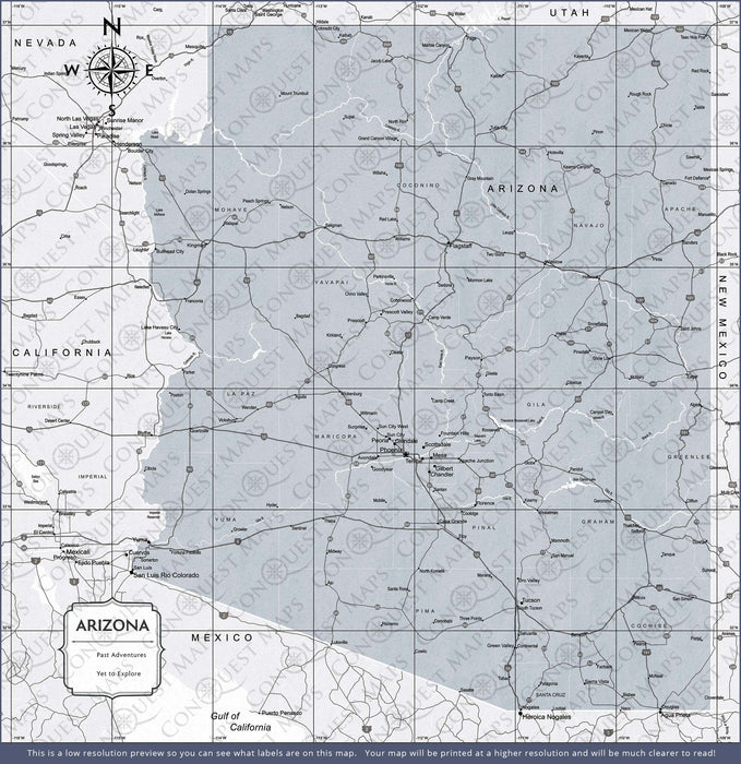 Push Pin Arizona Map (Pin Board) - Light Gray Color Splash CM Pin Board