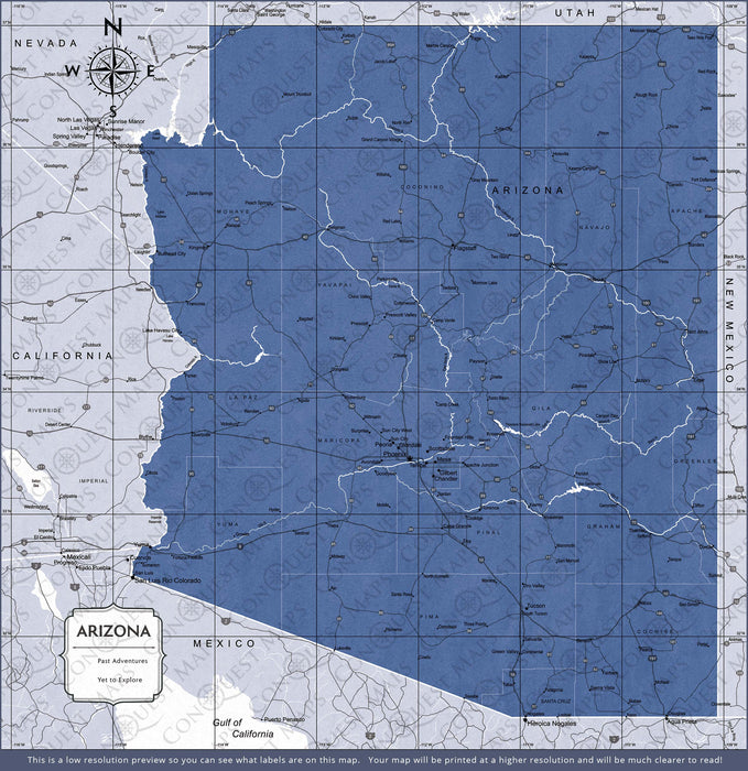 Push Pin Arizona Map (Pin Board) - Navy Color Splash