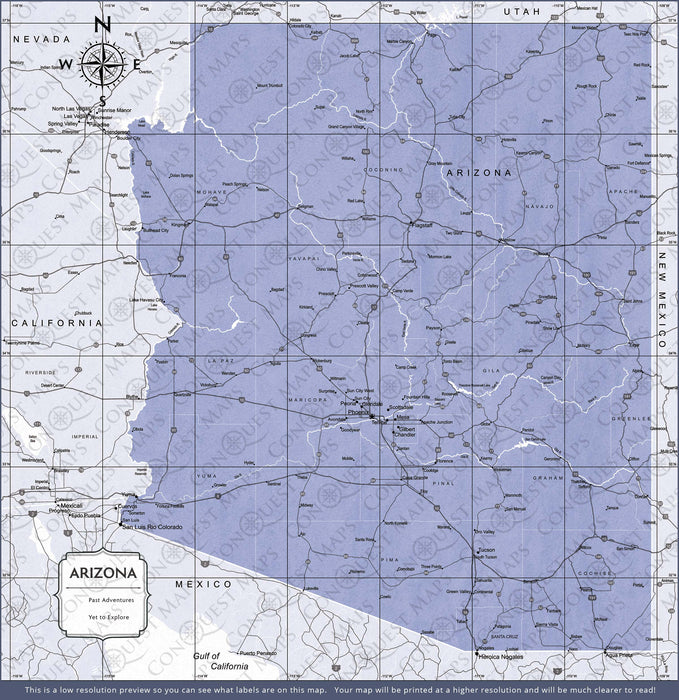 Push Pin Arizona Map (Pin Board) - Purple Color Splash CM Pin Board