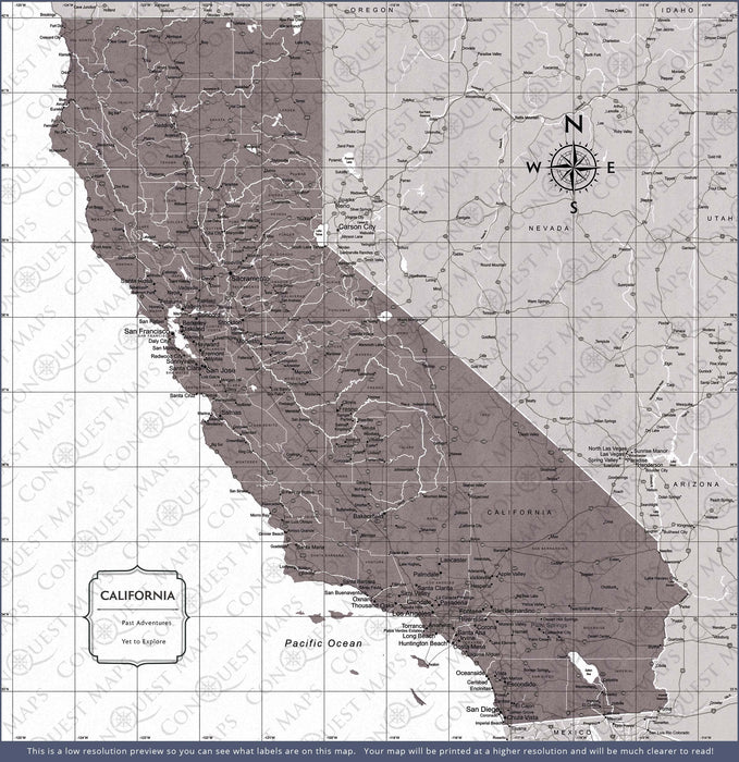 Push Pin California Map (Pin Board) - Dark Brown Color Splash CM Pin Board