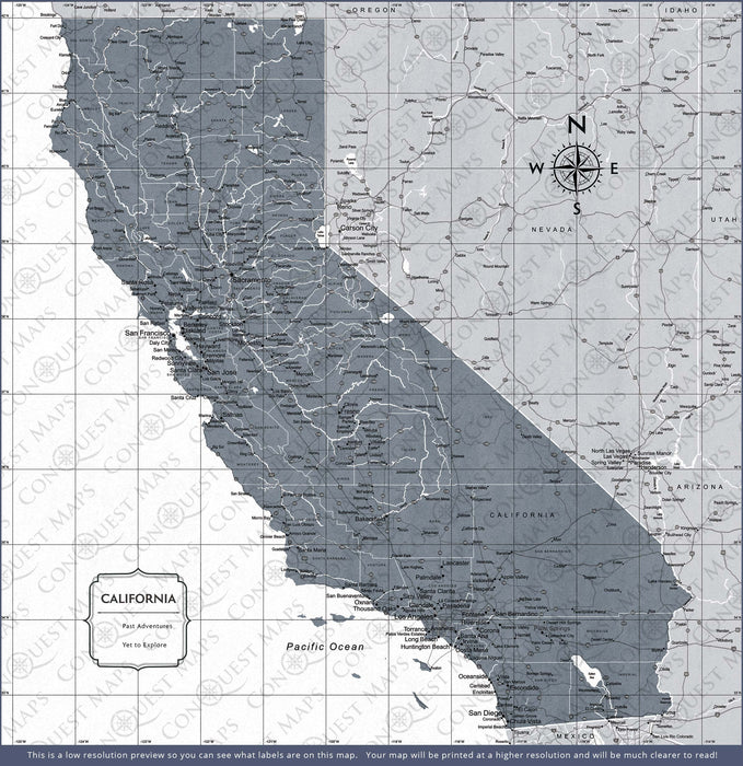 Push Pin California Map (Pin Board) - Dark Gray Color Splash CM Pin Board
