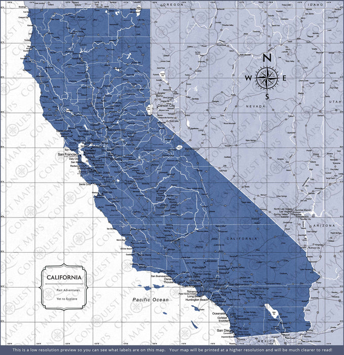 California Map Poster - Navy Color Splash CM Poster