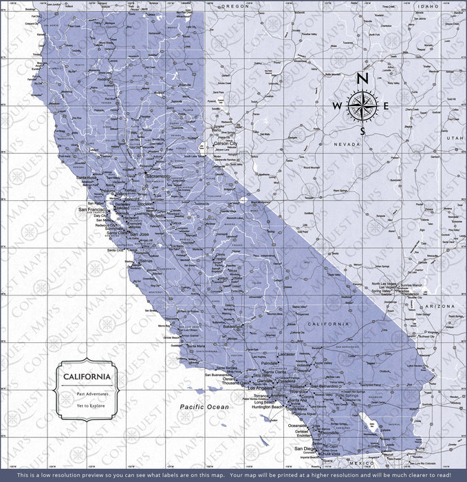 Push Pin California Map (Pin Board) - Purple Color Splash