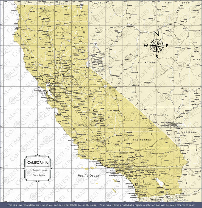 California Map Poster - Yellow Color Splash CM Poster