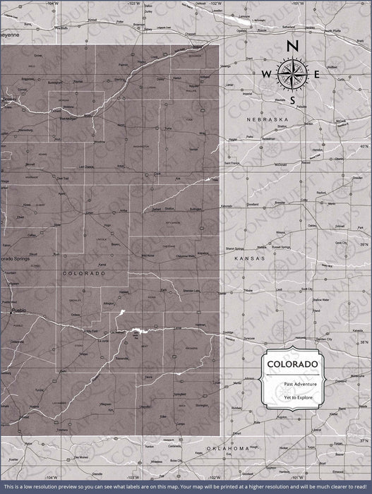 Push Pin Colorado Map (Pin Board/Poster) - Dark Brown Color Splash