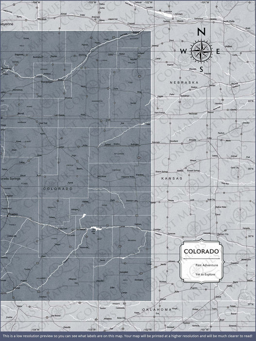 Colorado Map Poster - Dark Gray Color Splash CM Poster