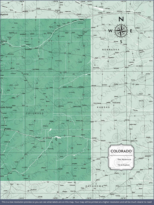 Push Pin Colorado Map (Pin Board) - Green Color Splash CM Pin Board