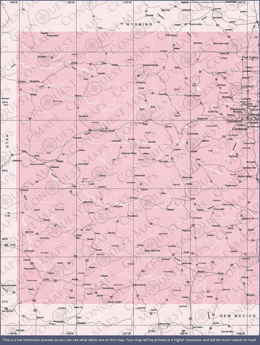 Push Pin Colorado Map (Pin Board) - Pink Color Splash