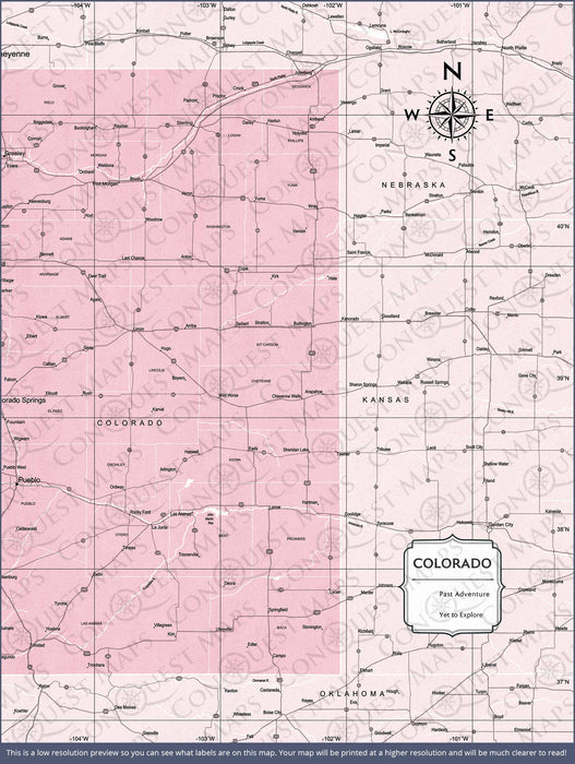 Colorado Map Poster - Pink Color Splash CM Poster