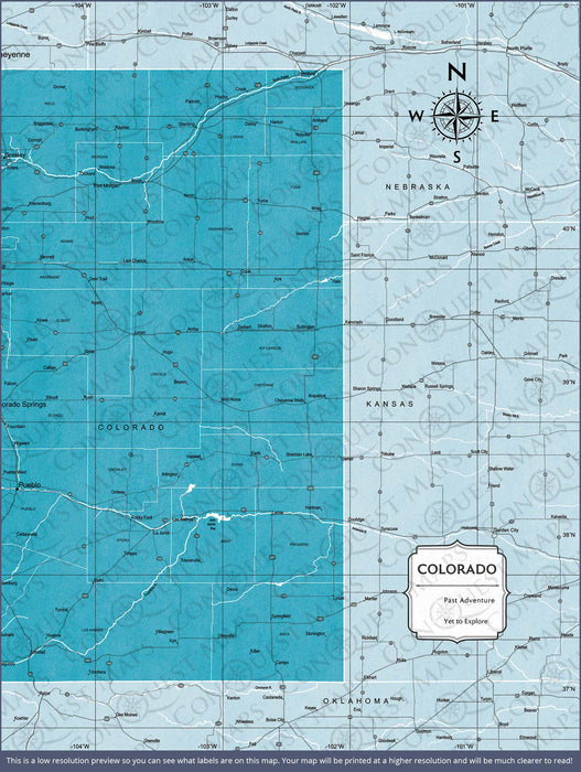 Push Pin Colorado Map (Pin Board) - Teal Color Splash CM Pin Board
