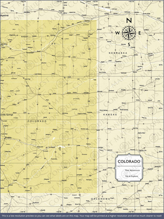 Colorado Map Poster - Yellow Color Splash CM Poster