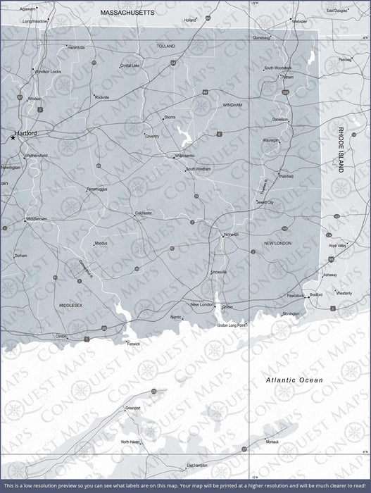 Push Pin Connecticut Map (Pin Board) - Light Gray Color Splash CM Pin Board