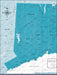 Connecticut Map Poster - Teal Color Splash CM Poster