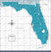 Florida Map Poster - Teal Color Splash CM Poster
