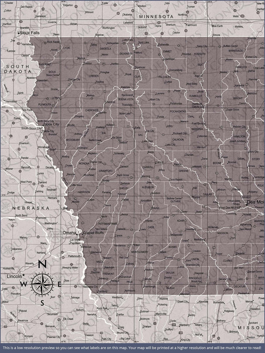 Iowa Map Poster - Dark Brown Color Splash CM Poster