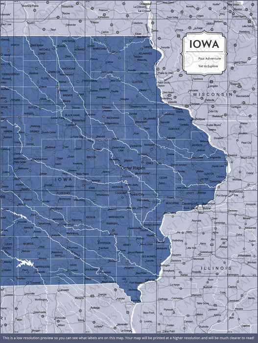 Iowa Map Poster - Navy Color Splash CM Poster