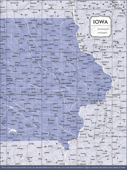 Push Pin Iowa Map (Pin Board) - Purple Color Splash CM Pin Board