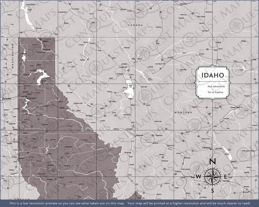 Push Pin Idaho Map (Pin Board) - Dark Brown Color Splash
