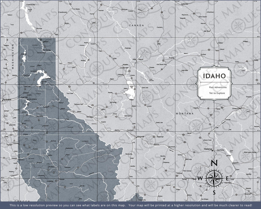 Push Pin Idaho Map (Pin Board) - Dark Gray Color Splash