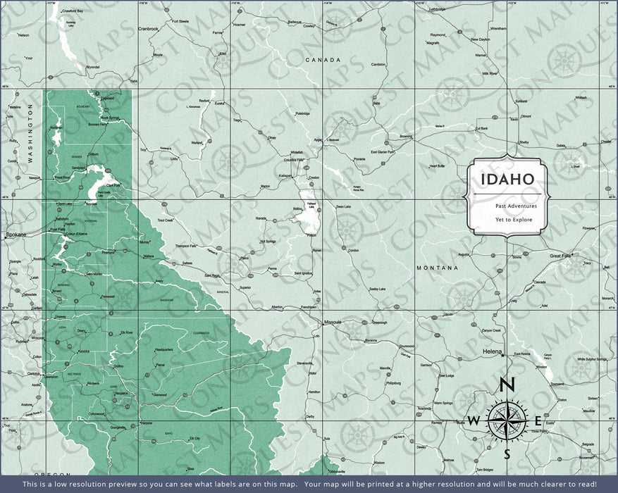 Push Pin Idaho Map (Pin Board) - Green Color Splash
