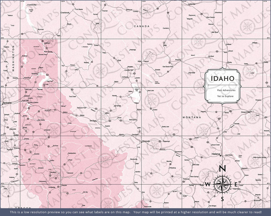 Push Pin Idaho Map (Pin Board) - Pink Color Splash CM Pin Board