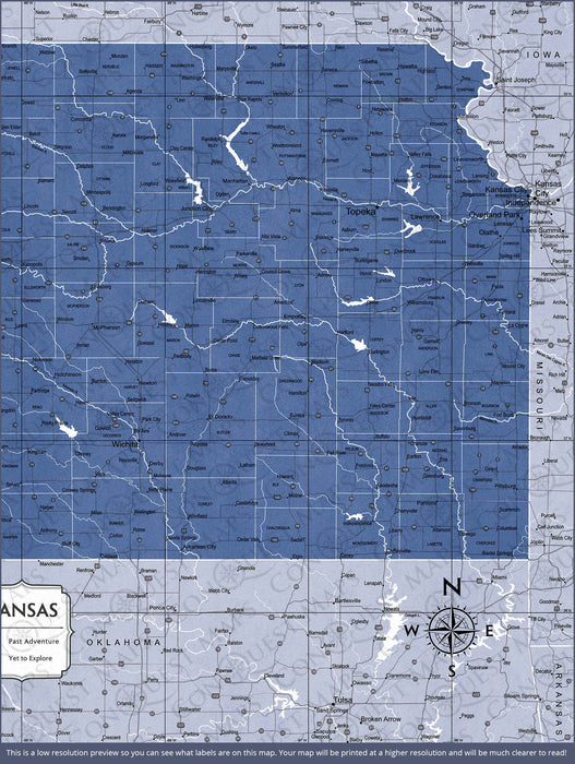 Kansas Map Poster - Navy Color Splash CM Poster