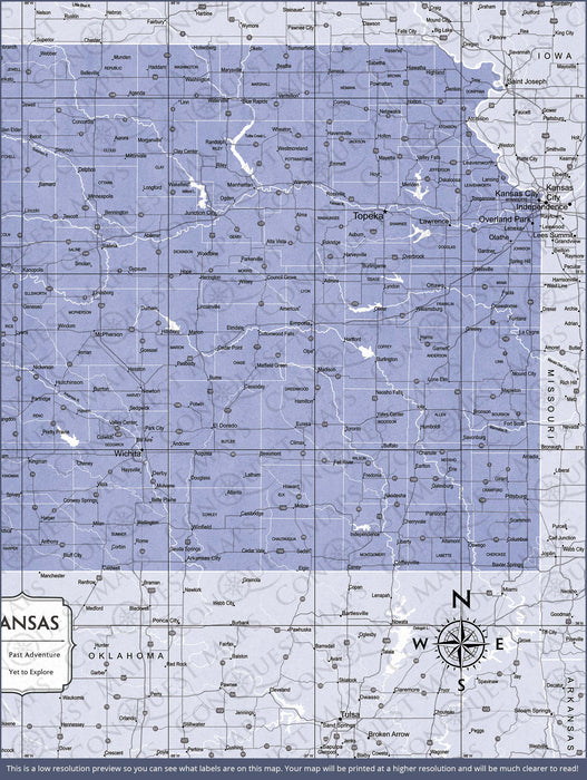 Kansas Map Poster - Purple Color Splash CM Poster