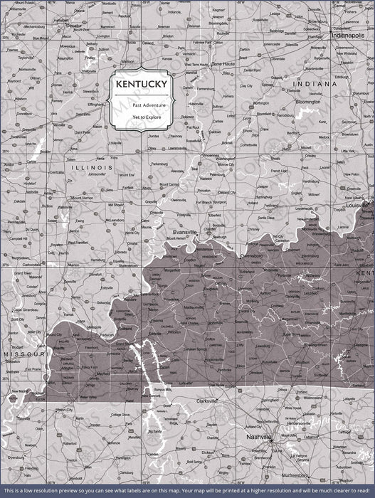 Kentucky Map Poster - Dark Brown Color Splash CM Poster