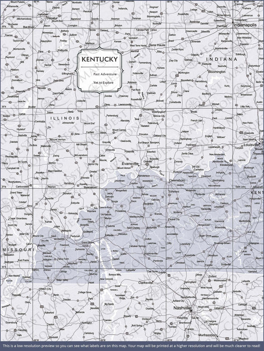 Kentucky Map Poster - Light Gray Color Splash CM Poster