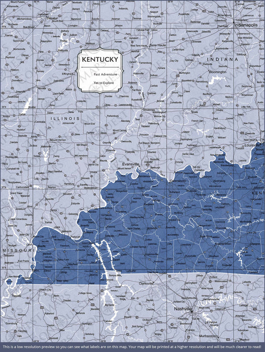 Push Pin Kentucky Map (Pin Board) - Navy Color Splash CM Pin Board